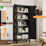 PAOFIN 71" Tall Metal Pantry Storage Cabinet with Doors and 4 Adjustable Shelves, Black Kitchen Food Pantry Cabinets, Tall Freestanding Cupboard for Kitchen, Dining Room or Living Room, Black PAOFIN