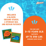 Banzai Bounce ’N’ Slide Cool Canopy Inflatable Indoor Outdoor Bounce House with Slide and Blower BANZAI