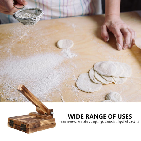 Amosfun Wooden Tortilla Press Maker Wooden Dough Presser Tool Large Roti Maker Dumpling Wrapper Mold for Homemade Tortilla, Roti,Taco,Dough Press Brown Amosfun