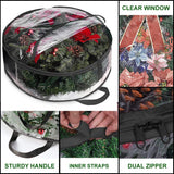 ProPik Christmas Wreath Storage Bag 30" - 2 Pack Clear Christmas Wreath Storage Container- Garland Holiday Artificial Wreath Storage Holder –Water Proof Transparent Clear PVC (30 Inch, Black) ProPik
