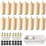 Maitys 4 Inch Round Solid Furniture Legs Furniture Wooden Replacement Feet Chair Dresser Couch Legs Table Cabinet Sofa Legs Footstool DIY Projects for Home (Wood,16 Pcs) Maitys