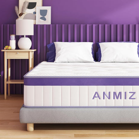 ANMIZ Full Size Mattress, 10 inch Hybrid Memory Foam Full Mattress in a Box, Double Mattress Full Medium Firm and Pocket Spring, Sleep Supportive & Pressure Relief, 10 inch Mattresses Full Size ANMIZ