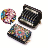 DIY Diamond Painting Kit Card Bag Flower Pattern Compact Portable Card Holder Multi Card Position Mini Wallet Bank Card Coin Storage Bag Personalised Creative Handmade Gift Tontut