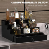 upcessory Cologne Organizer for Men, 4 Tier Black Wood Perfume Organizer with Felt Lining Drawer and Hidden Compartment, Perfume Display Holder, A Gift for Men upcessory