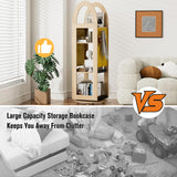 PulSpeed 360° Rotating Bookshelf 59" Tall - 4-Tier Solid Beech Wood & Iron Shelf DIY Pegboard, Anti-Tip Design Heavy Duty Storage for Small Space/Office/Living Room/Nursery/Apartment/Kid's Room PulSpeed