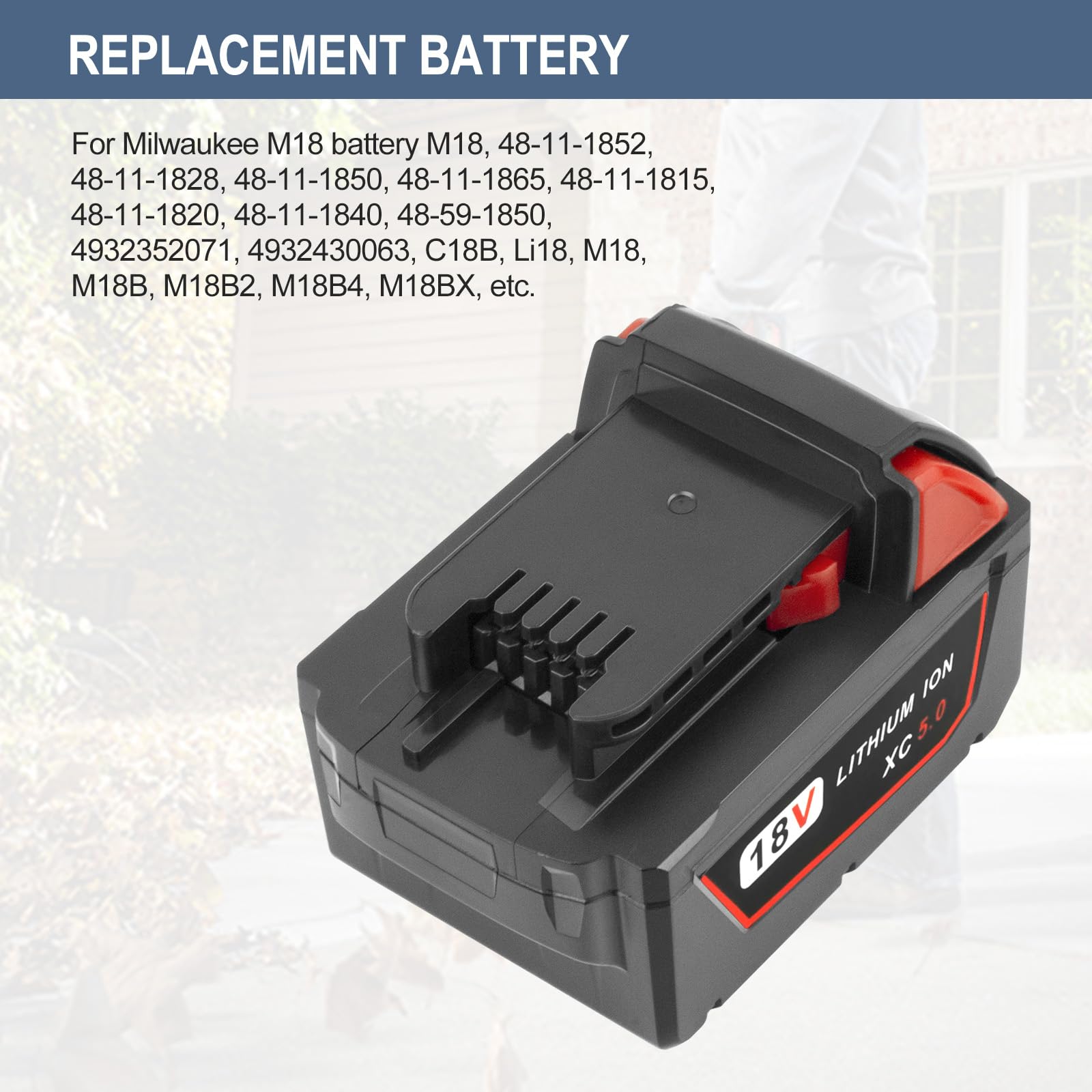 GOOALITY 5.0Ah 18V Lithium Battery and Charger Compatible with Milwaukee 18V 48-11-1852 48-11-1850 48-11-1862 48-11-1865 M18 Batteries - WoodArtSupply