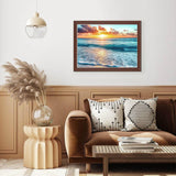 Lxmsja Beach Ocean Diamond Art Kits for Adults, Sunset DIY Full Drill Diamond Painting Kits for Beginners, 5D Gem Art Crafts for Adults, Home Wall Decor 16x12 inch Lxmsja