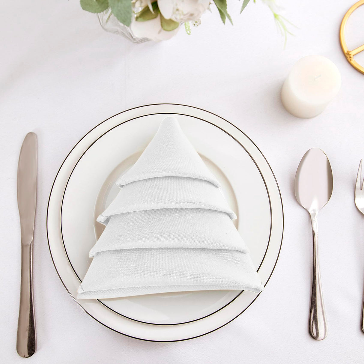 Bailarina Cloth Napkins Set of 120,17x17 inches Dinner Napkins Cloth Washable,Polyester Square Table Cloth Napkin Bulk with Hemmed Edges Ideal for Banquets, Parties and Weddings-White Bailarina