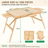 TEAKMAMA Puzzle Table 27.6" H Tall 1500 Pieces Puzzle Board with Drawers, 34.2" x 26.5" Wood Folding Jigsaw Table with Legs and Cover, Jigsaw Board for Adults, Nature TEAKMAMA
