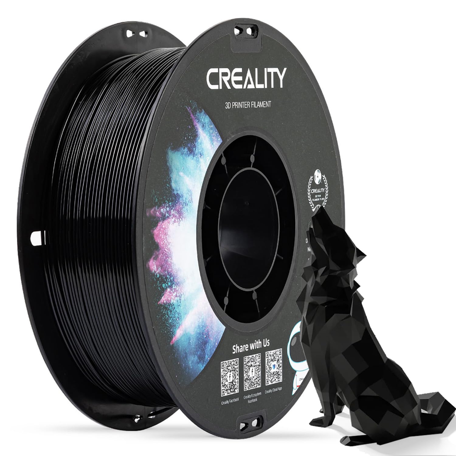 Official Creality PETG 3D Printer Filament 1.75mm 1KG (2.2lbs), High Precision Strong Toughness, Odorless Better Flow Moistureproof 3D Printing Ender Filament (Black) - WoodArtSupply