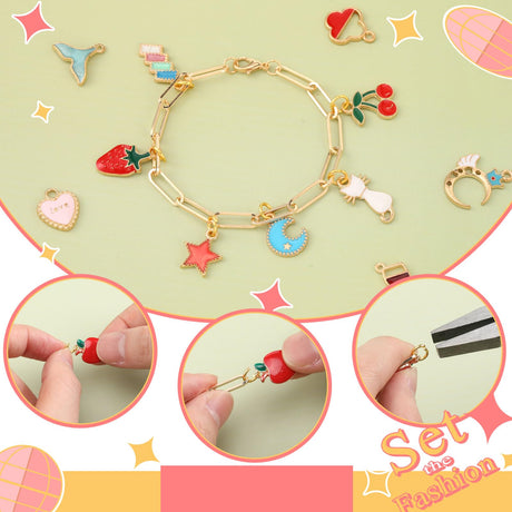 Tondiamo 173 Pieces Bracelet Making Kit for Women Bangle Charm Bracelet Chain Jewelry Making Kit 100 Assorted Charms Pendants 60 Jump Rings Pliers Tools for Crafts Beginner Supplies Gift Tondiamo