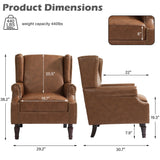 UIXE PU Leather High Back Accent Chair, Upholstered Armchair for Living Room, Retro Wingback Arm Chair Nailhead Trim Single Sofa Bedroom Reading Seat with Solid Wood Legs - Brown UIXE