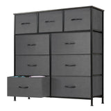 DUMOS Dresser for Bedroom, Dressers & Chests of Drawers Dresser Organizer, Wood Top Table Furniture with 9 Fabric Storage Tower Unit, Chest of Drawers for Closet, Living Room, Hallway, Porch DUMOS