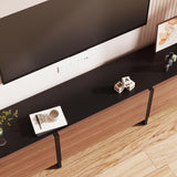 ECACAD 78.7" Modern TV Stand for TVs up to 80", Two-Tone Entertainment Center Media Console TV Table with 2 Drawers, 2 Doors & Hidden Compartments, Brown and Black ECACAD