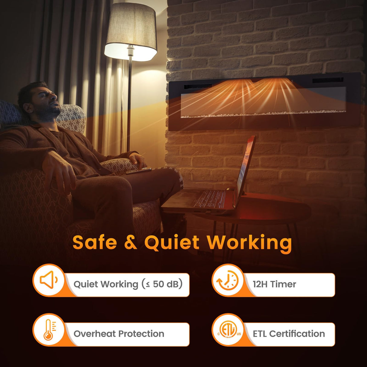 COSTWAY Ultra-Thin Electric Fireplace 72-inch Wide, 750W/1500W Wall-Mounted and Recessed Fireplace Heater with 12 Flame and Flame Bed Color, Remote and Smart APP Control, Decorative Crystal Included COSTWAY