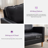 TYBOATLE 57" Small Black Faux Leather Sofa Couches, 3 Piece Living Room Set, Mid-Century Modern Tufted Comfy Loveseat, 2 Seater Office Couch Love Seat for Small Space Bedroom Drom Apartment TYBOATLE