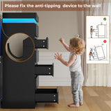 HAUOMS Tall 6 Drawer Dresser with LED Light, Black Modern Chest of Drawers for Bedroom,Closet Dressers with Drawers for Living Room, Entryway, Hallway HAUOMS