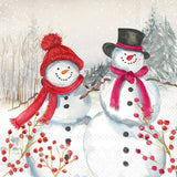 IHR Ideal Home Range Cocktail Napkins Disposable 3-Ply Paper Party Napkin Pack, 5" x 5", Snowmen Family, 20-Count IHR Ideal Home Range