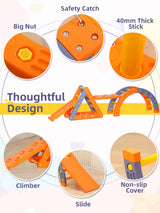 VBABY Climbing Toys for Toddlers 1-6, Pikler Triangle Set 4 in 1, Plastic Indoor Toddler Climbing Toys, Foldable Montessori Pikler Climbing Set, Outdoor Climbing Toys for Kids, Orange & Blue VBABY