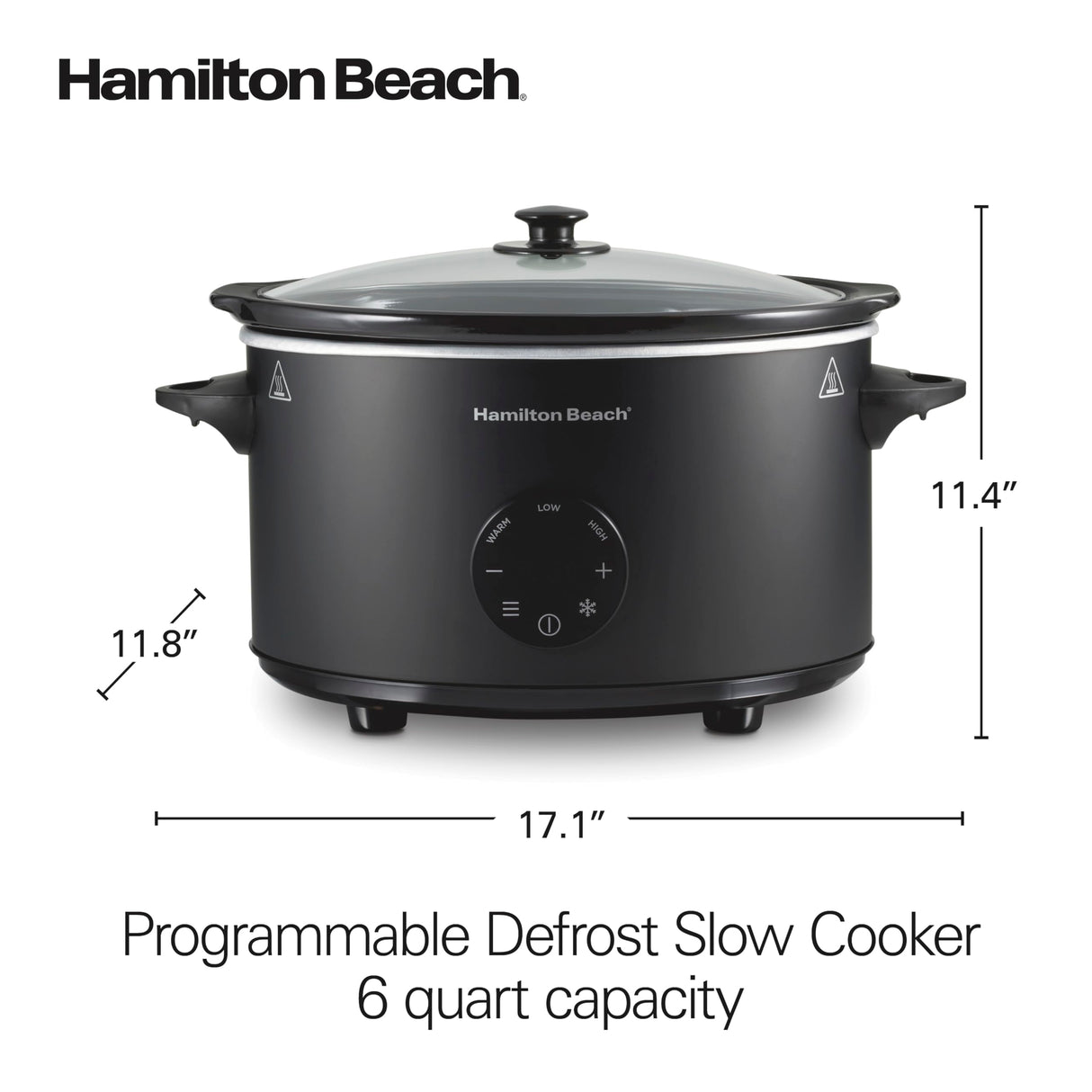 Hamilton Beach 6 Quart Set & Forget Programmable Slow Cooker with Defrost Function, Flexible Programming With Adjustable Countdown Timer, Dishwasher Safe Crock and Lid, Black (33765) Hamilton Beach