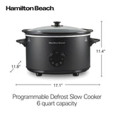 Hamilton Beach 6 Quart Set & Forget Programmable Slow Cooker with Defrost Function, Flexible Programming With Adjustable Countdown Timer, Dishwasher Safe Crock and Lid, Black (33765) Hamilton Beach