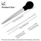Turkey Baster Syringe for Cooking, Large Stainless Steel Meat Injector, with Cleaning Brush and 2 Marinade Needles, Black Omoojee