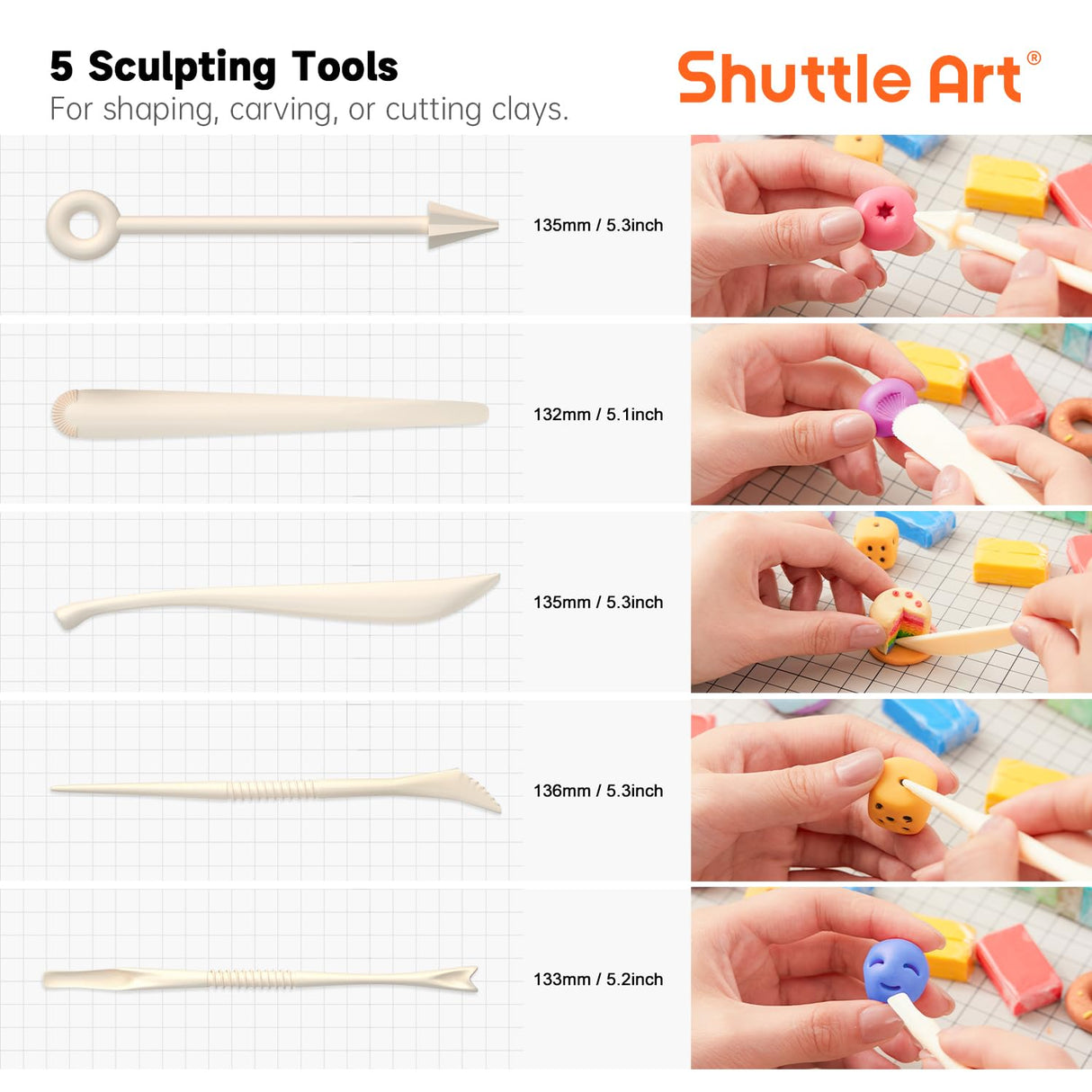 Shuttle Art 117 PCS Small Block Polymer Clay Kit, 95 Unique Colors & Extra Basic Colors, 5 Modeling Clay Tools, Non-Toxic, Non-Sticky, DIY Art Craft Gift for Kids Beginners Shuttle Art
