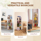 TAKEKIT 360° Rotating 4-Tier Bookshelf - Stylish Acrylic & Solid Wood Design for Kids' Playrooms, Bedrooms, and Living Rooms TAKEKIT