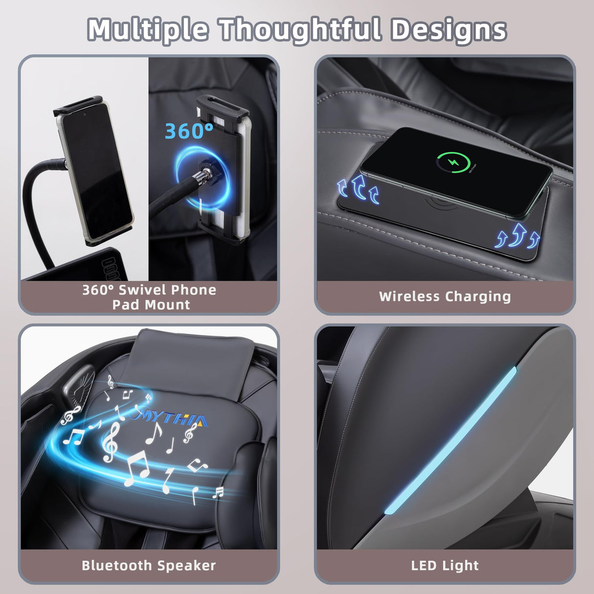 MYTHIA 2026 A303C Massage Chair, Full Body Zero Gravity Recliner with SL Track, Body Scan, 12 Auto Modes, Lumbar Heat, Bluetooth App, Wireless Charge, and Foot Rollers for Home and Office (Black) MYTHIA