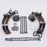 brfaixla 8 Lights 23.6'' Wooden Wagon Wheel Chandelier Farmhouse, Black Metal Ceiling Pendant Light Industrial Vintage Rustic Round Wood Chandeliers for Living Dining Room Kitchen Entryway Foyer brfaixla