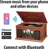 Victrola Nostalgic 6-in-1 Bluetooth Record Player & Multimedia Center with Built-in Speakers - 3-Speed Turntable, CD & Cassette Player, FM Radio | Wireless Music Streaming | Mahogany Victrola