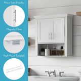 RiverRidge Somerset Two-Door Bathroom and Laundry Wall Mount Storage Medicine Cabinet with Open and Adjustable Shelf - White RiverRidge