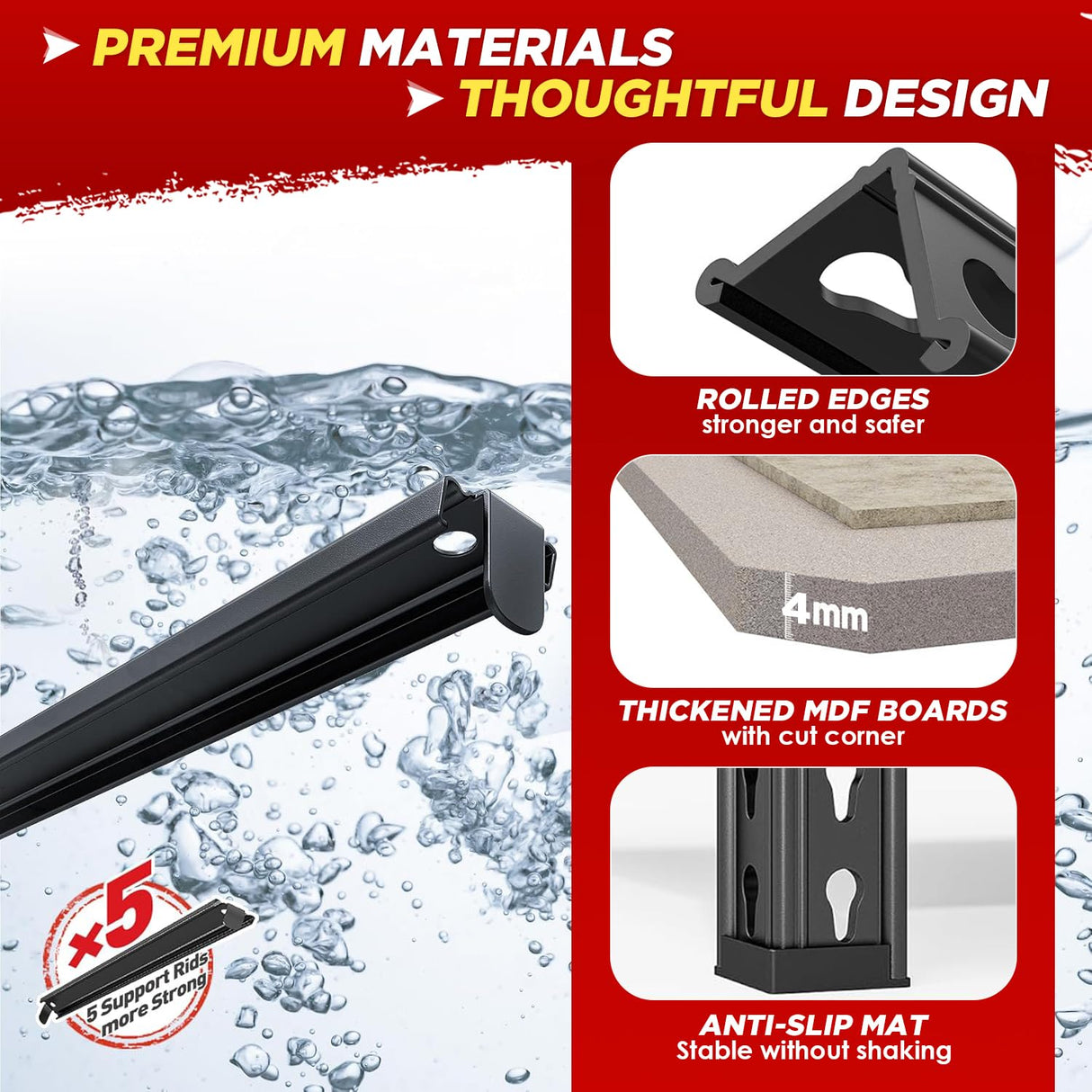 BestOffice 5 Tier Storage Shelves Adjustable Garage Shelves 15.7" D x 35.4" W x 72" H Heavy Duty Garage Shelving with Premium Materials MDF Boards for Kitchen Basement Warehouse Pantry BestOffice