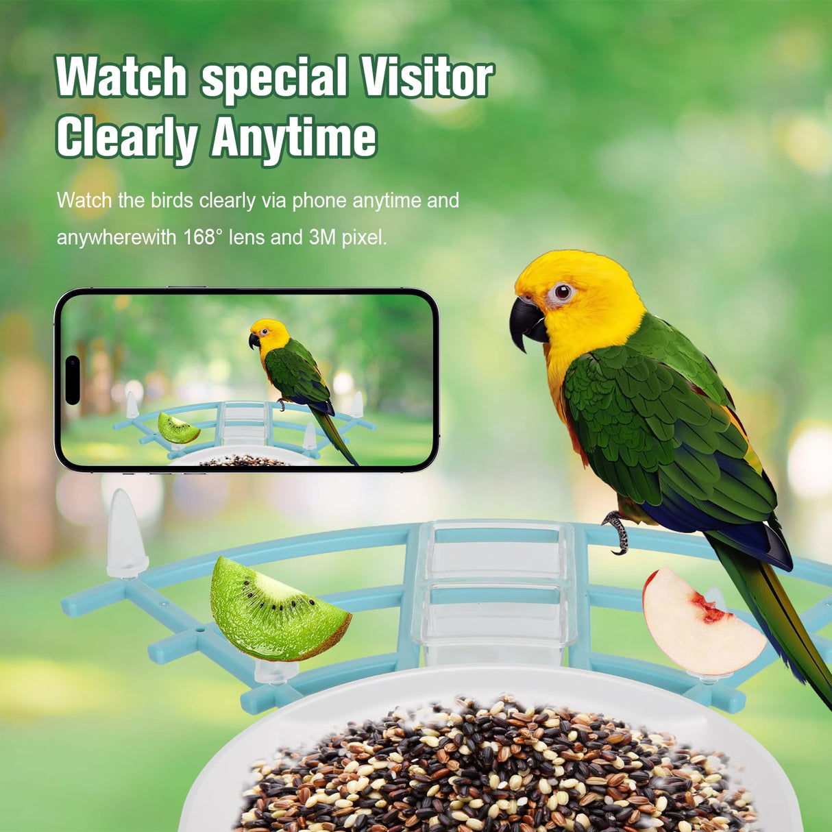 Bird Feeder with Camera,AI Identify Birds Species,Solar Powered,Auto Record Videos in Backyard,Instant Notifications,Ideal Gift for Family and Bird Lovers ANMESC