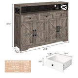 Befrases Farmhouse Buffet Cabinet with Drawers, Sideboard with Storage, Kitchen Pantry Cabinet Hutch, Wood Coffee Bar Station Cabinet for Kitchen, Dining Room, Livingroom, 52" L Rustic Grey Befrases