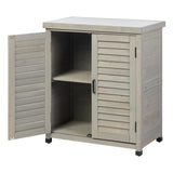 Potting Bench with Storage Cabinet and Metal Table Top for Outdoor Patio, Garden Furniture Wood Workstation (Accent Grey, 31x17x36) Mederla