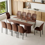 Rejeke 79" Dining Table Set for 10,Large Rectangular Kitchen Table Set for 10 with Cushioned Chairs,Modern Mid-Century Wood Dining Room Table Set for 10,Ideal for Dining & Gatherings (Walnut) Rejeke