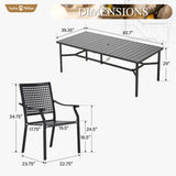 Sophia & William Patio Table and Chairs Set, Outdoor Dining Set for 8, 9 Piece Metal Patio Furniture, 82.7" Black Rectangular Table(Beehive) Sophia & William