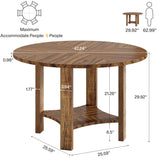Tribesigns 4FT Round Conference Table for 4, 47-Inch Office Meeting Table with Storage Shelf and Large Tabletop, Mid-Century Modern Seminar Boardroom Desk for Office Conference Room, Walnut Tribesigns