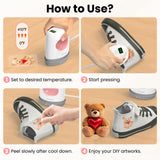 Calogy Super Mini Heat Press Machine, Max 410℉ & 4 Heating Setting with LED Display, Mini Iron for Crafting with Precision Tip, Easy for Small Objects Like Shoes, Stuffed Animals, Hats (White Pink) Calogy