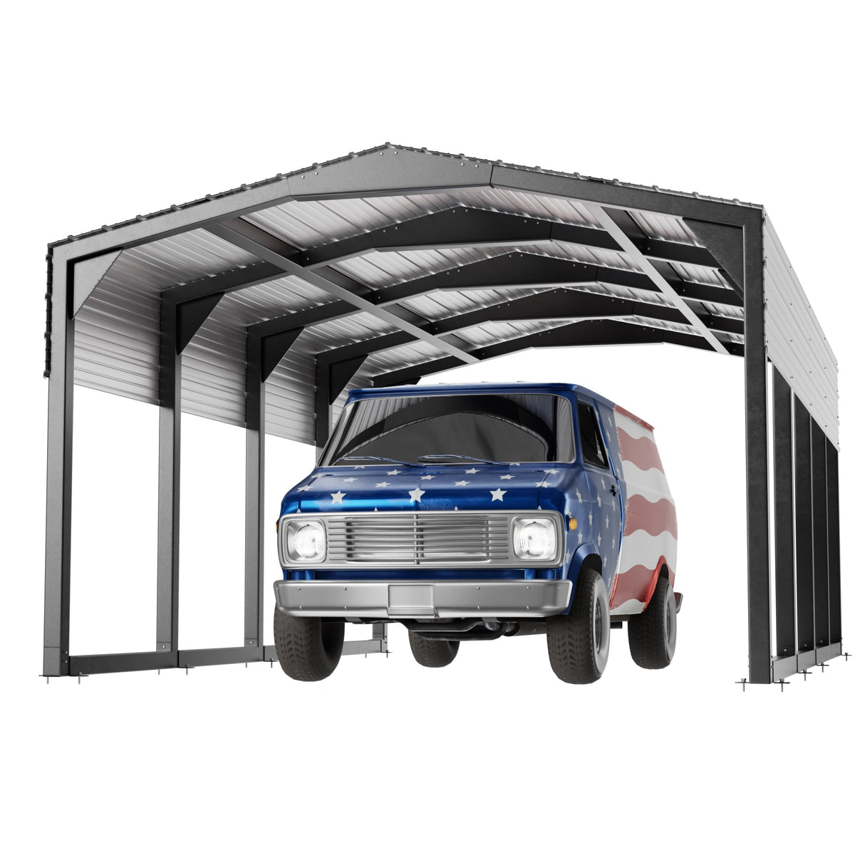 Metal Carport 12x20ft Heavy-Duty | Military-Grade Reinforced Garage Kits with Steel Roof & Hurricane | 550lbs/Sq.Ft Snow/RV/Camper/Truck/Tractor Shelter K Knowbody