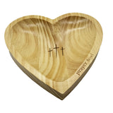 KyooteLfv Prayer Bowl with Cards for Easter Day, Wooden Heart Prayer Bowl with Cross, Wooden Dough Bowl, Heart Shaped Decor for Christian Religious Gifts KyooteLfv