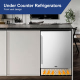Tylza Outdoor Beverage Refrigerator 24 Inch, Stainless Steel Under Counter Beverage Cooler, 190 Cans Beer Fridge Built-in and Freestanding Beverage Fridge Tylza