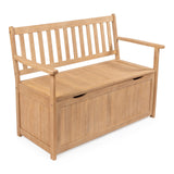 happimess STB1000A Sophie 48" Traditional Farmhouse Lift-Top Acacia Wood Storage & Entry Bench, Light Teak Matte Finish, with Seating & Armrest for Patio, Garden, Porch, Backyard, Poolside happimess