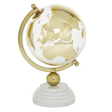 Deco 79 Ceramic Globe with Marble Base and Glass Globe, 8" x 8" x 13", Gold Deco 79