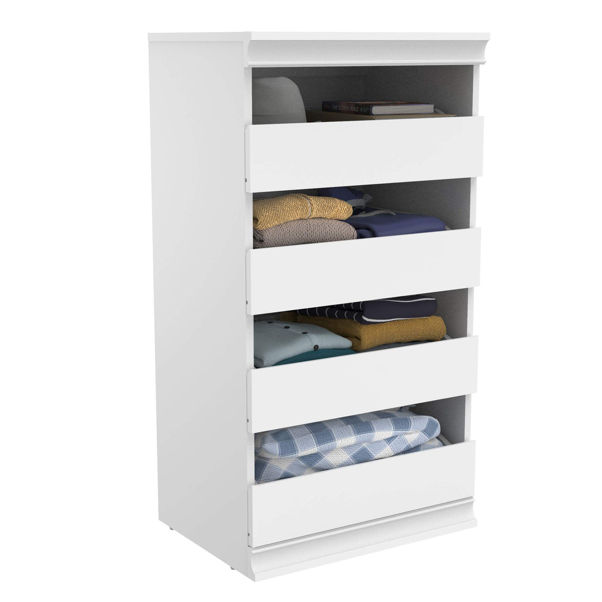 ClosetMaid Modular Storage Unit with 4 Drawers, Wood Closet Organizer, Stacking, Full Backer, Storage, Decorative Trim, White ClosetMaid