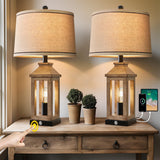 G-SAFAVA 23.75" Farmhouse Dual USB Charging Ports 3-Way Dimmable Touch Control Table Lamp with Nightlight Vintage Modern Lamps for Living Room Bedroom G-SAFAVA
