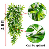 SzJias Artificial Hanging Plants Fake Bamboo Leaves Plants Fake Hanging Plants for Patio Porch Outdoor Plants Decor (2 Pcs) SzJias