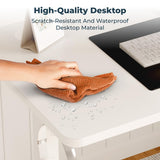 FitStand Adjustable Stand Up Desk with Memory Preset, Standing Desks 55 x 24 Inch Electric Home Office Desk Computer Workstation Splice, White Top + White Frame FitStand