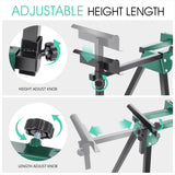 DNA MOTORING Miter Saw Stand Quick Attach Tool Compact & Folding, 220LB Capacity, Max. Sliding Rail 92.5", Quick Release Mounting Brackets, Green, TOOLS-00463 DNA MOTORING